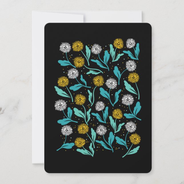 Cartes Pour Fêtes Annuelles Dandelion de printemps Fleurs et design Feuille (Devant)