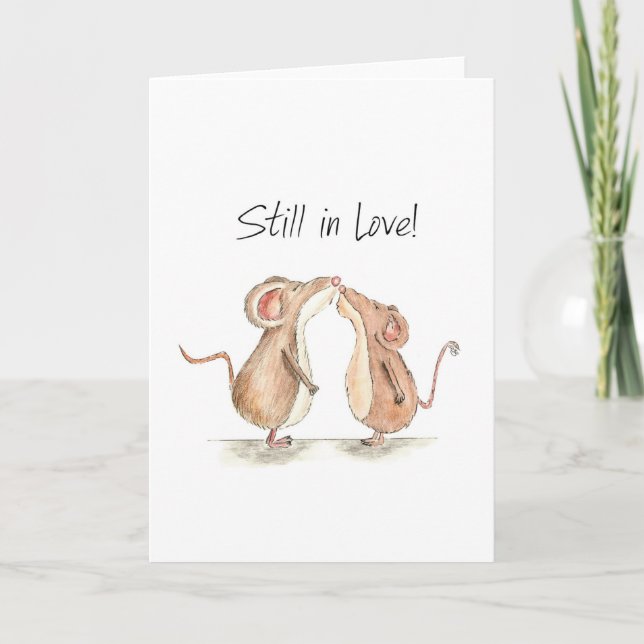 Cartes Pour Fêtes Annuelles Dans toujours l'amour - deux souris de baiser (Devant)