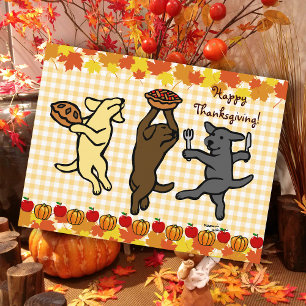 Cartes Pour Fêtes Annuelles Danse Labrador Trio Thanksgiving