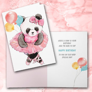 Cartes Pour Fêtes Annuelles Danse Panda Bear avec des ballons Anniversaire