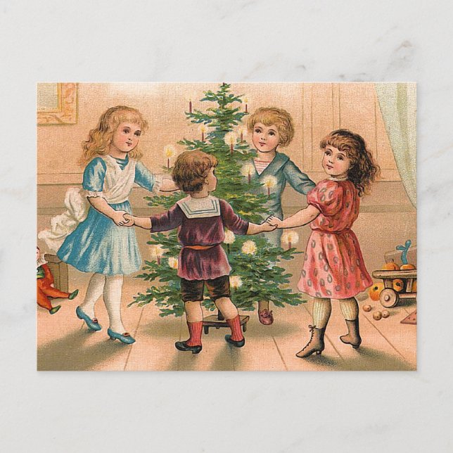 Cartes Pour Fêtes Annuelles Danser autour de l'arbre de Noël (Devant)