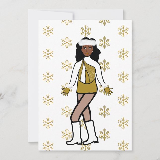 Cartes Pour Fêtes Annuelles Danseur Gold Snow (Devant)