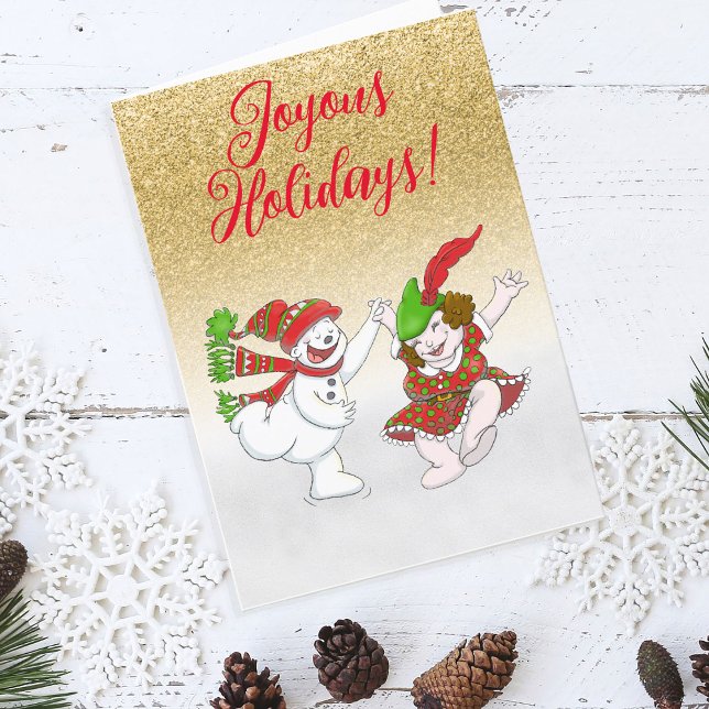 Cartes Pour Fêtes Annuelles Danseurs de neige Joyous Holidays Card (Créateur téléchargé)