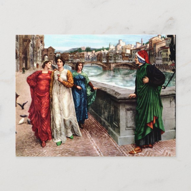 Cartes Pour Fêtes Annuelles Dante rencontre Béatrice dans la peinture de (Devant)