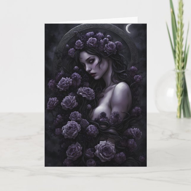 Cartes Pour Fêtes Annuelles Dark Bouquet Goth Femme Halloween (Devant)