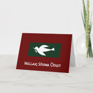 Cartes Pour Fêtes Annuelles Dark Green Dove, Nollaig Shona Dhuit