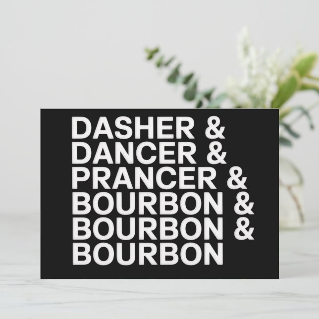 Cartes Pour Fêtes Annuelles Dasher Dancer Prancer & Bourbon Noël Vacances  (Debout devant)