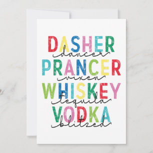 Cartes Pour Fêtes Annuelles Dasher Dancer Prancer ... Vodka bombardée