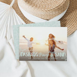 Cartes Pour Fêtes Annuelles Dashing à travers le sable   Noël