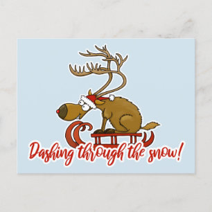 Cartes Pour Fêtes Annuelles Dashing through the snow Christmas postcard