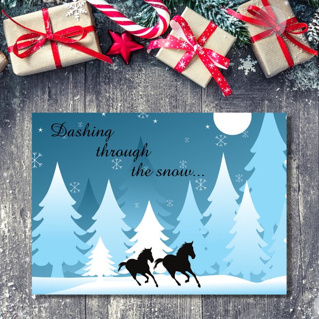 Cartes Pour Fêtes Annuelles Dashing Through the Snow Horse Christmas (Créateur téléchargé)