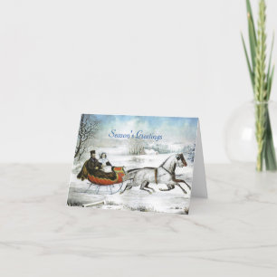 Cartes Pour Fêtes Annuelles Dashing Through the Snow Horse Sleigh Holiday Card