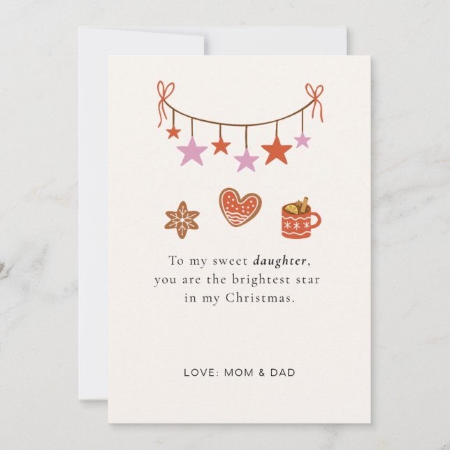 Cartes Pour Fêtes Annuelles Daughter Christmas Card Cute Personalized  (Devant)