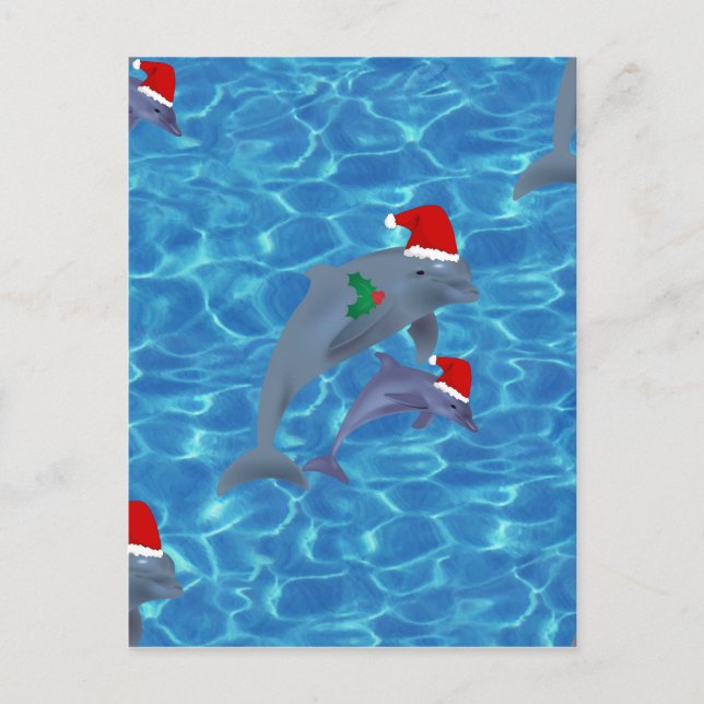 Cartes Pour Fêtes Annuelles dauphins du père noël (Devant)