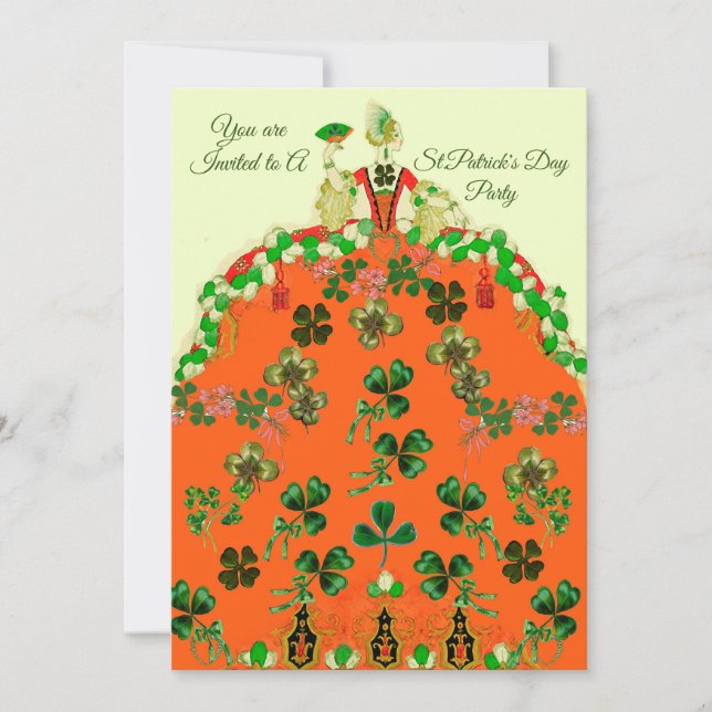 Cartes Pour Fêtes Annuelles DAY ORANGE ET SHAMROCK St. Patricks Day Party (Devant)