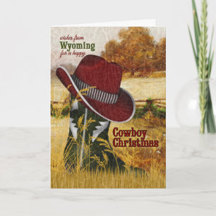 Cartes Pour Fêtes Annuelles de bottes de Noël de cow-boy du Wyoming