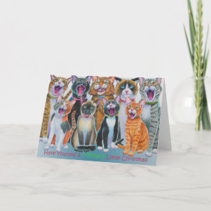 Cartes Pour Fêtes Annuelles De Caroling de chats message d'intérieur sans