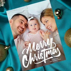 Cartes Pour Fêtes Annuelles DE GRANDES PHOTOS   lettrage blanc Joyeux Noël