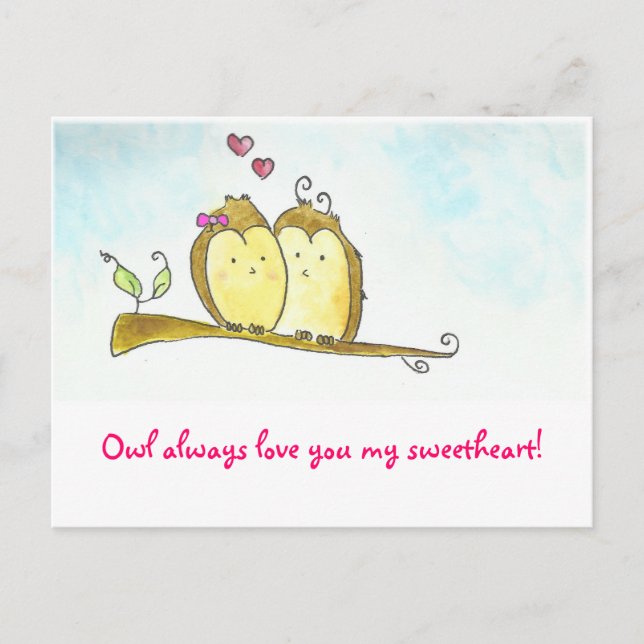 Cartes Pour Fêtes Annuelles De hibou amour toujours vous Valentine (Devant)
