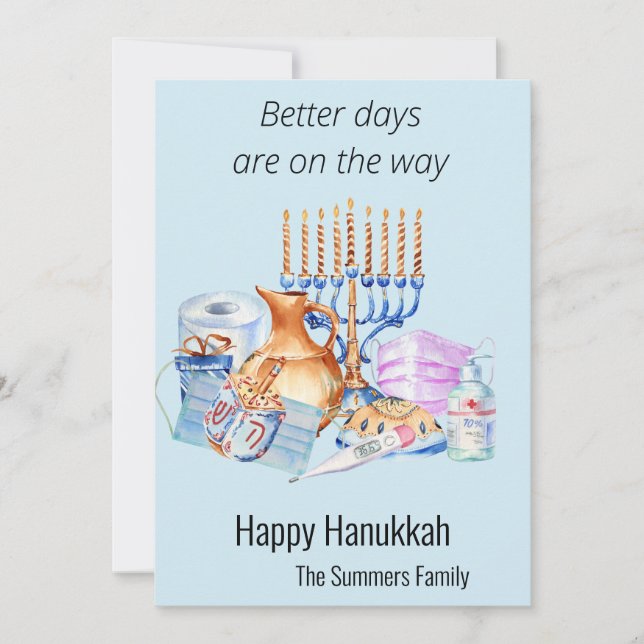Cartes Pour Fêtes Annuelles De meilleurs jours sont en route Hanoukka 2021 (Devant)