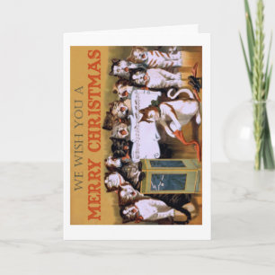 Cartes Pour Fêtes Annuelles De mignons chats vintages chantent à Noël Carol