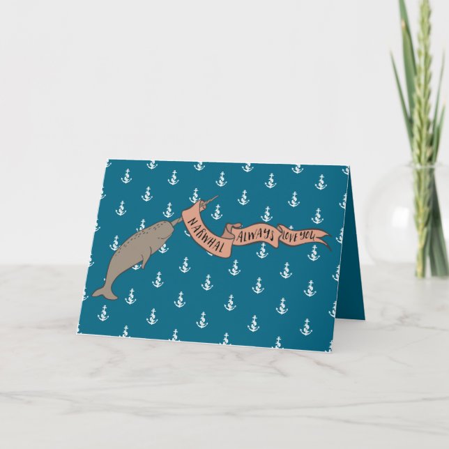 Cartes Pour Fêtes Annuelles De Narwhal amour toujours que vous cardez (Devant)