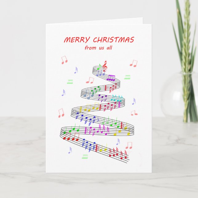 Cartes Pour Fêtes Annuelles De nous Tous les Sheet Music avec un Noël stave (Devant)