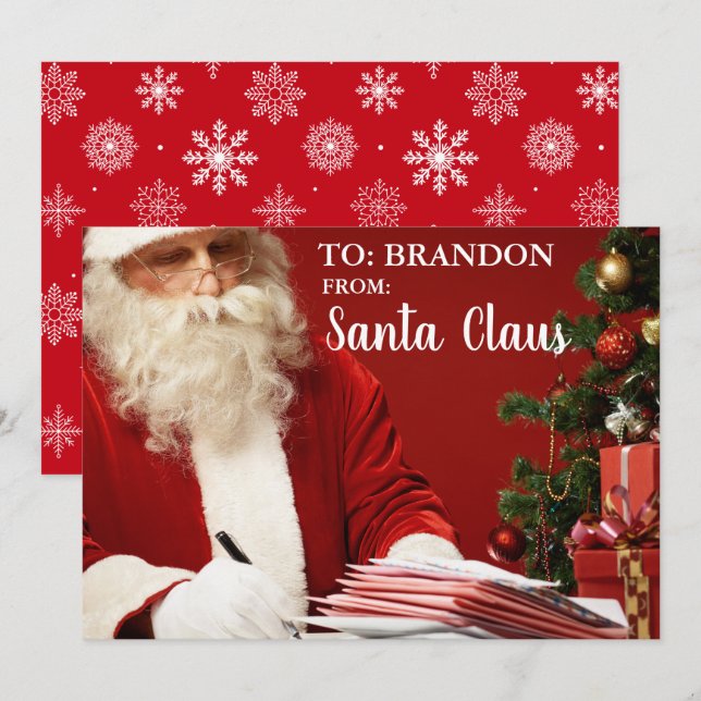 Cartes Pour Fêtes Annuelles De Santa Claus AJD NOM SF personnalisée (Devant / Derrière)