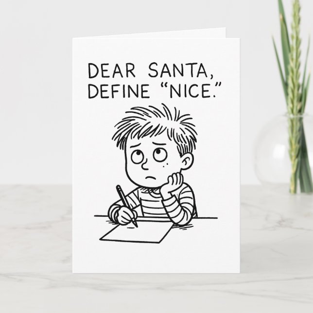 Cartes Pour Fêtes Annuelles Dear Santa, Define Nice - Funny Christmas Card (Devant)