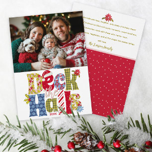 Cartes Pour Fêtes Annuelles Deck Halls Patchwork Famille Photo Noël
