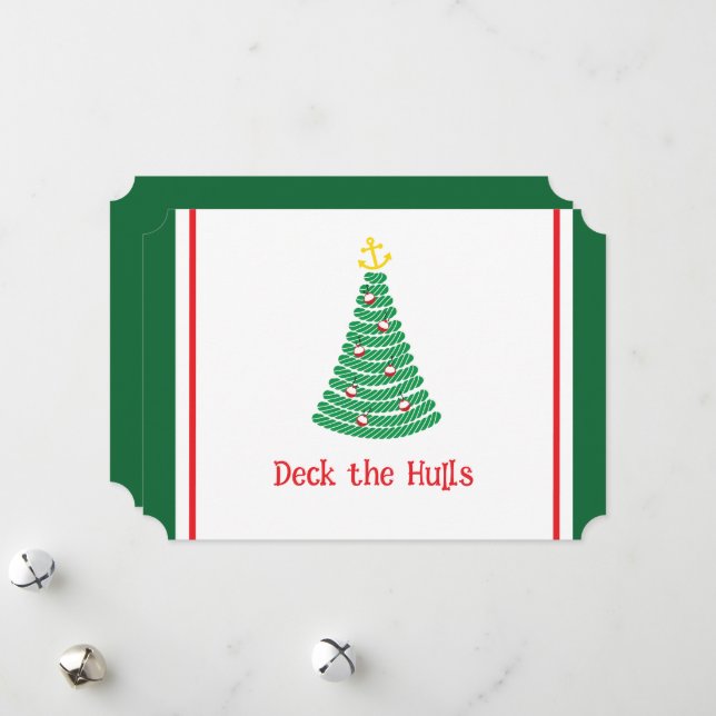 Cartes Pour Fêtes Annuelles Deck Hulls Nautical Pun Holiday Card Blanc (Devant/Arrière en situation)