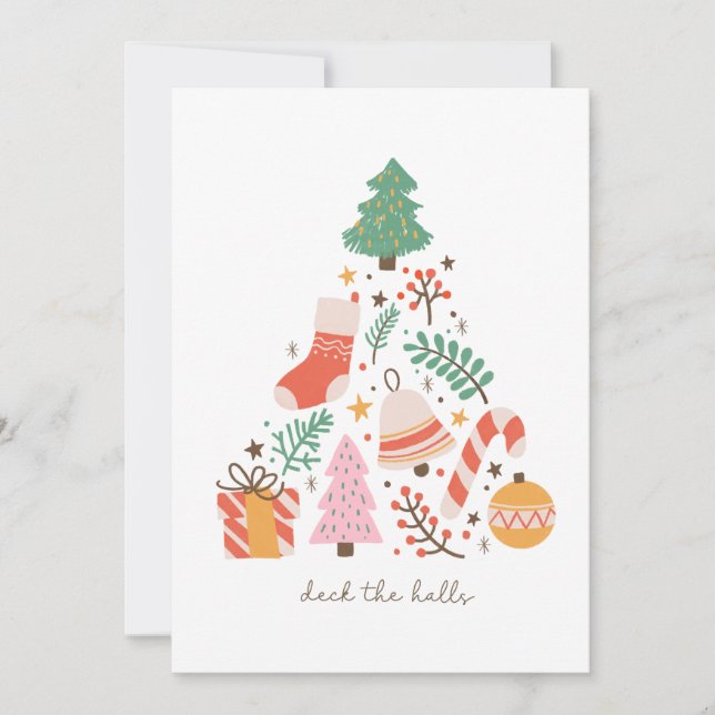 Cartes Pour Fêtes Annuelles Deck Les Halls Arbre De Noël (Devant)