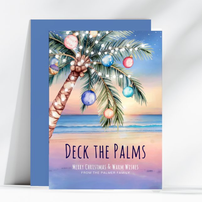 Cartes Pour Fêtes Annuelles Deck the Palms Beach Christmas (Créateur téléchargé)