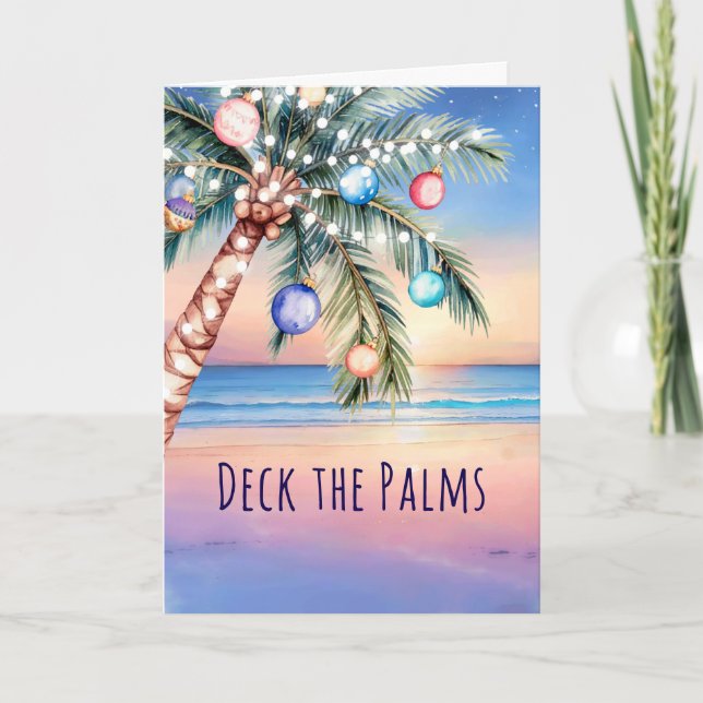 Cartes Pour Fêtes Annuelles Deck the Palms Beach Christmas (Devant)