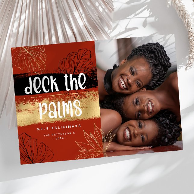 Cartes Pour Fêtes Annuelles Deck the Palms' Mele Kalikimaka Photo (Créateur téléchargé)