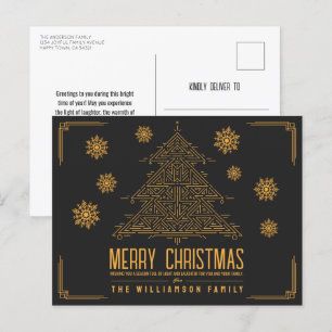 Cartes Pour Fêtes Annuelles Déco moderne Arbre de Noël Snowflakes Orange Noir