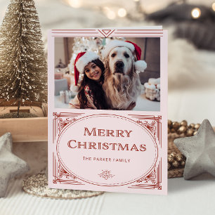 Cartes Pour Fêtes Annuelles Déco moderne   Élégant rose et rouge avec photo