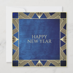 Cartes Pour Fêtes Annuelles Déco simple et élégant Retro Marine Blue Wood Pers