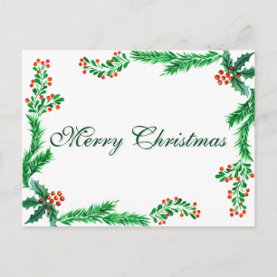 Cartes Pour Fêtes Annuelles Décor simple et élégante feuille verte Joyeux Noël
