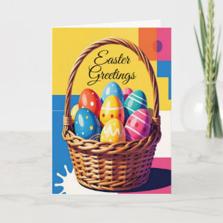 Cartes Pour Fêtes Annuelles Decorated eggs in basket Easter card