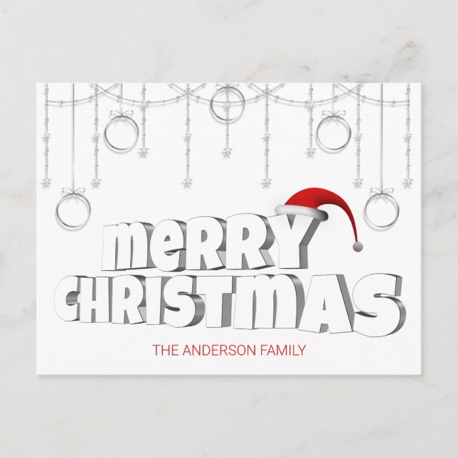 Cartes Pour Fêtes Annuelles Décoration à pendage argenté (Devant)