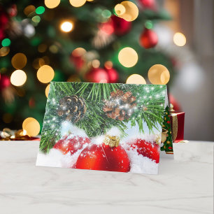 Cartes Pour Fêtes Annuelles Décorations d'arbre de Noël en texte vert rouge ne