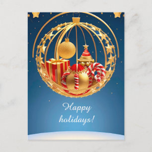 Cartes Pour Fêtes Annuelles 🎁 Décorations de Noël Rouge Doré Cannes de Bonbon