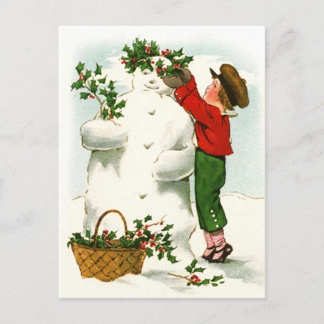 Cartes Pour Fêtes Annuelles Décorer le bonhomme de neige (Devant)