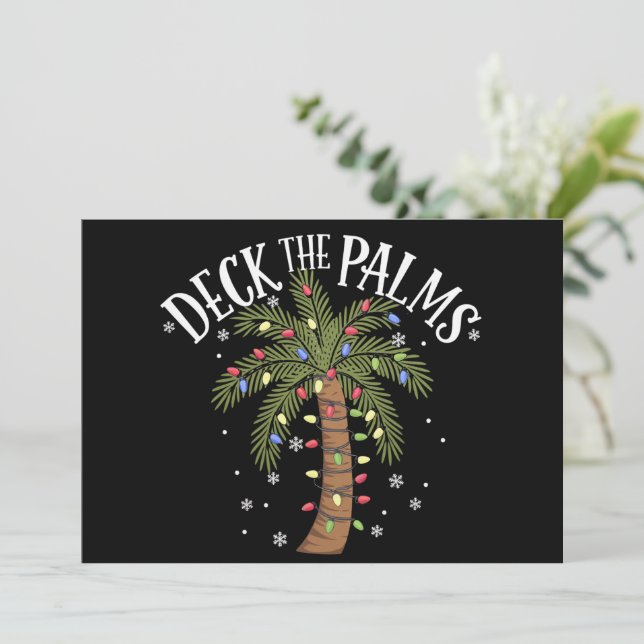 Cartes Pour Fêtes Annuelles Décorez les palmiers Noël tropical Hawaï palmier (Debout devant)