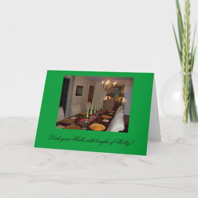 Cartes Pour Fêtes Annuelles Découvrir vos halls avec des boughs de Holly (Devant)