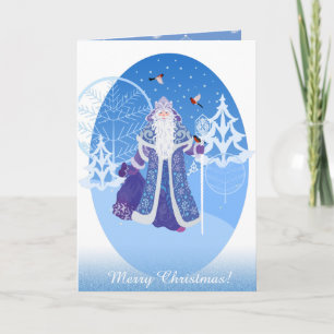 Cartes Pour Fêtes Annuelles Ded Moros et oiseaux dans la forêt d'hiver style r