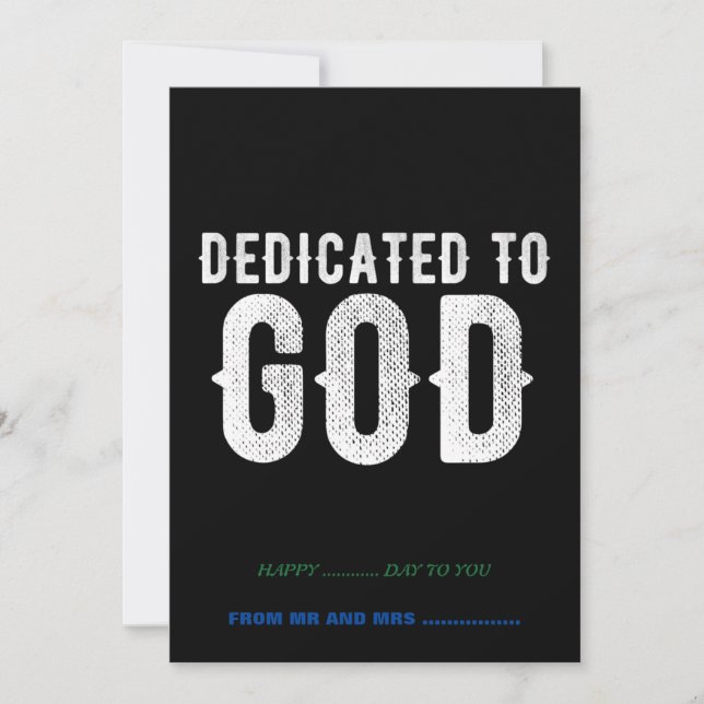 CARTES POUR FÊTES ANNUELLES DÉDIÉ À DIEU COOL PERSONNALISABLE TEXTE BLANC (Devant)