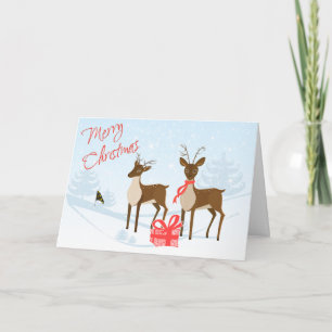 Cartes Pour Fêtes Annuelles Deer on golf course in Winter.