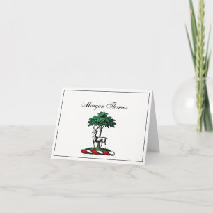 Cartes Pour Fêtes Annuelles Deer Stag par arbre Heraldic Crest Emblem